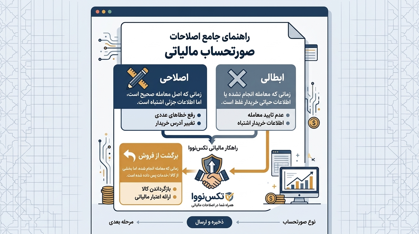 فاکتور اشتباه در سامانه مودیان؛ اصلاح، ابطال یا برگشت از فروش؟ (راهنمای جامع)